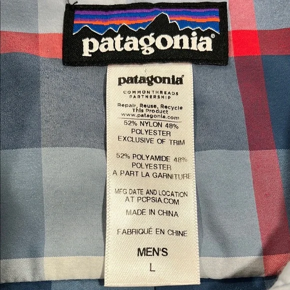 Patagonia Blue and Red Casual Button Down Shirt